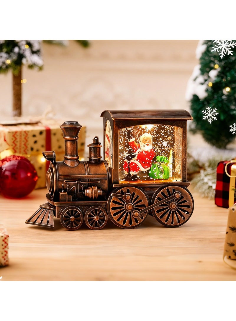 تابيت كرة ثلجية على شكل قطار مزينة بفوط مائية لامعة، فانوس مائي لعيد الميلاد، ديكور منزلي، هدايا زينة للطاولة، كرة بلورية لعيد الميلاد - البطاريات غير مشمولة (سانتا كلوز) - Image 1