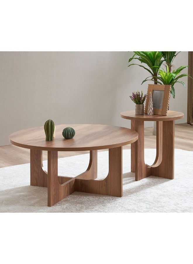 DANUBE HOME Ren Coffee Table Multifunctional Living Room Table Space Saving Center Table Modern Design Furniture For Home Living Room L100Xw100Xh45Cm-Natural Walnut  - Image 1