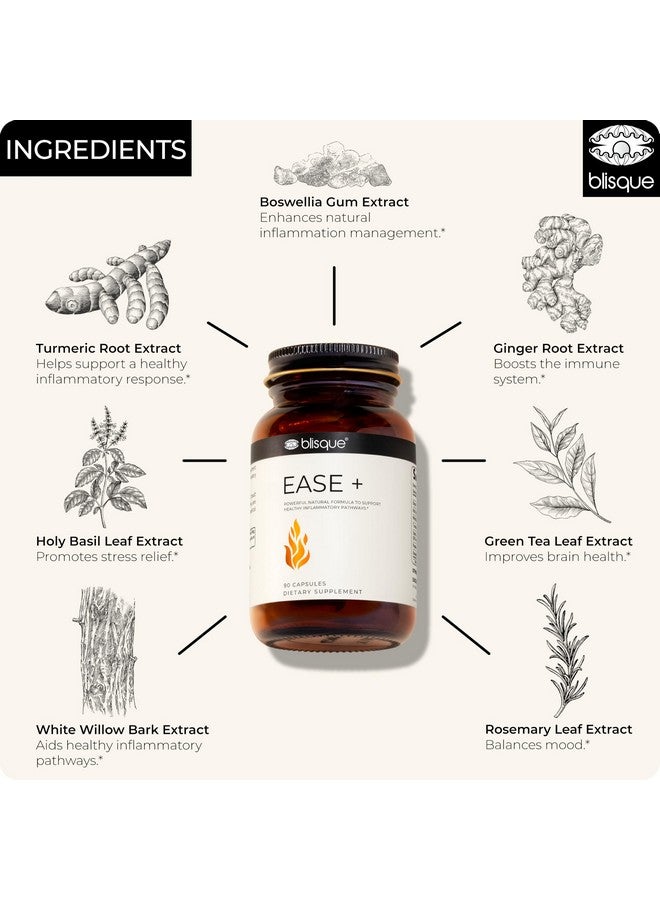Blisque - Natural Inflammation Health Supplement Complex for Healthy Inflammatory Response | Doctor-Approved | with Turmeric Curcumin, Ginger Root, and Boswellia | 90 Capsules | Vegan and Non-GMO - Image 4