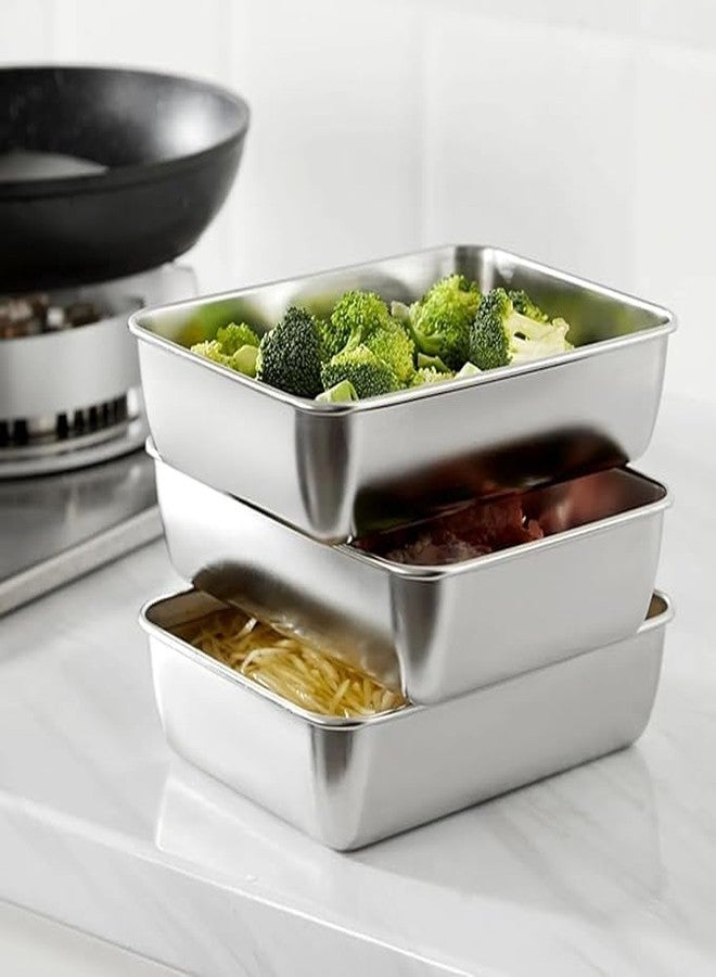 Vaximel 2000ML Stainless Steel Food Storage Container with Clear Lid | Rectangle Lunch Box & Baking Tray for Kitchen | Microwave, Freezer & Dishwasher Safe | Durable Airtight Food Server (Silver) (3) - Image 2