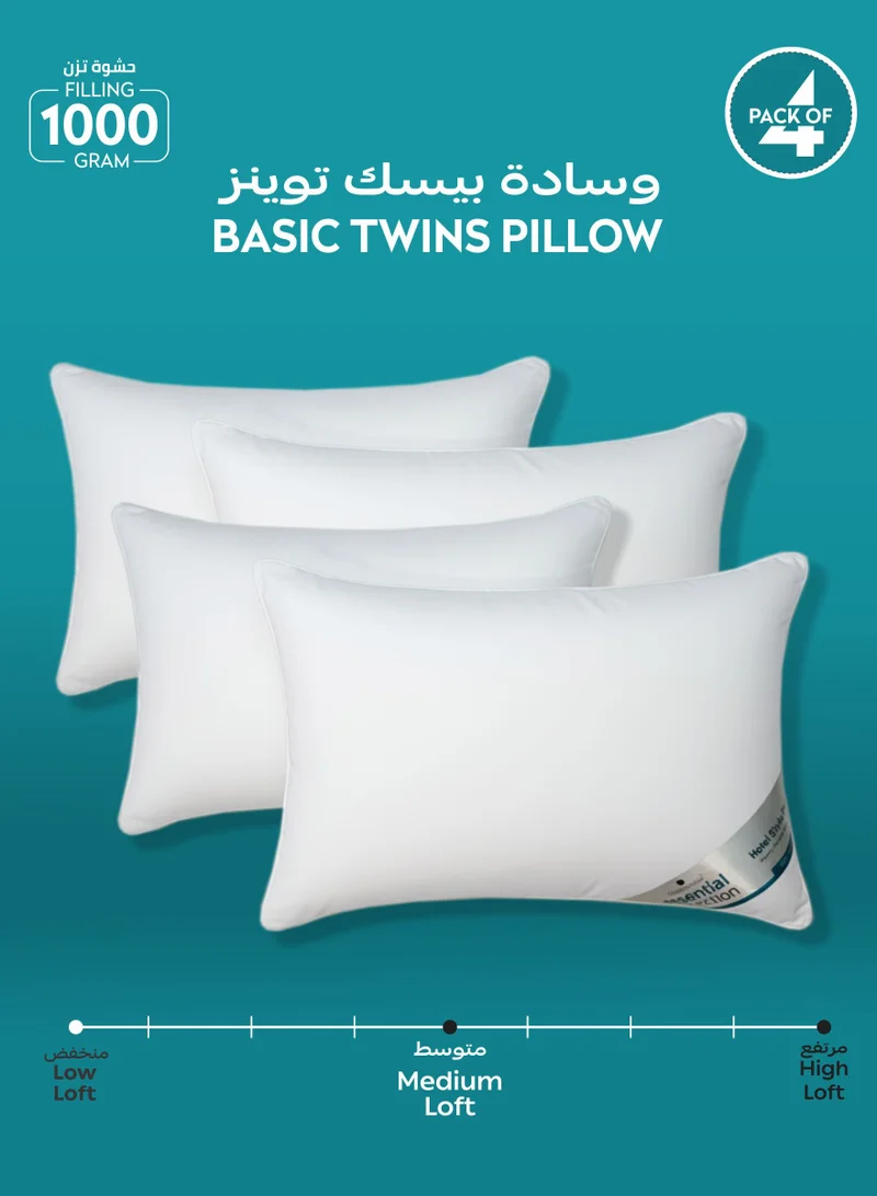 دوناتيلا وسادة  قطع بحجم كينج  سم بنمط فندقي مخيطة من الحواف المزدوجة بألياف جل فاخرة ناعمة بيضاء