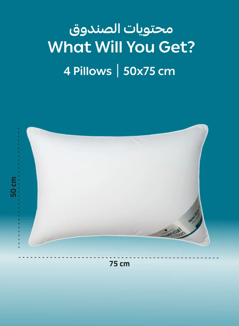 دوناتيلا وسادة  قطع بحجم كينج  سم بنمط فندقي مخيطة من الحواف المزدوجة بألياف جل فاخرة ناعمة بيضاء