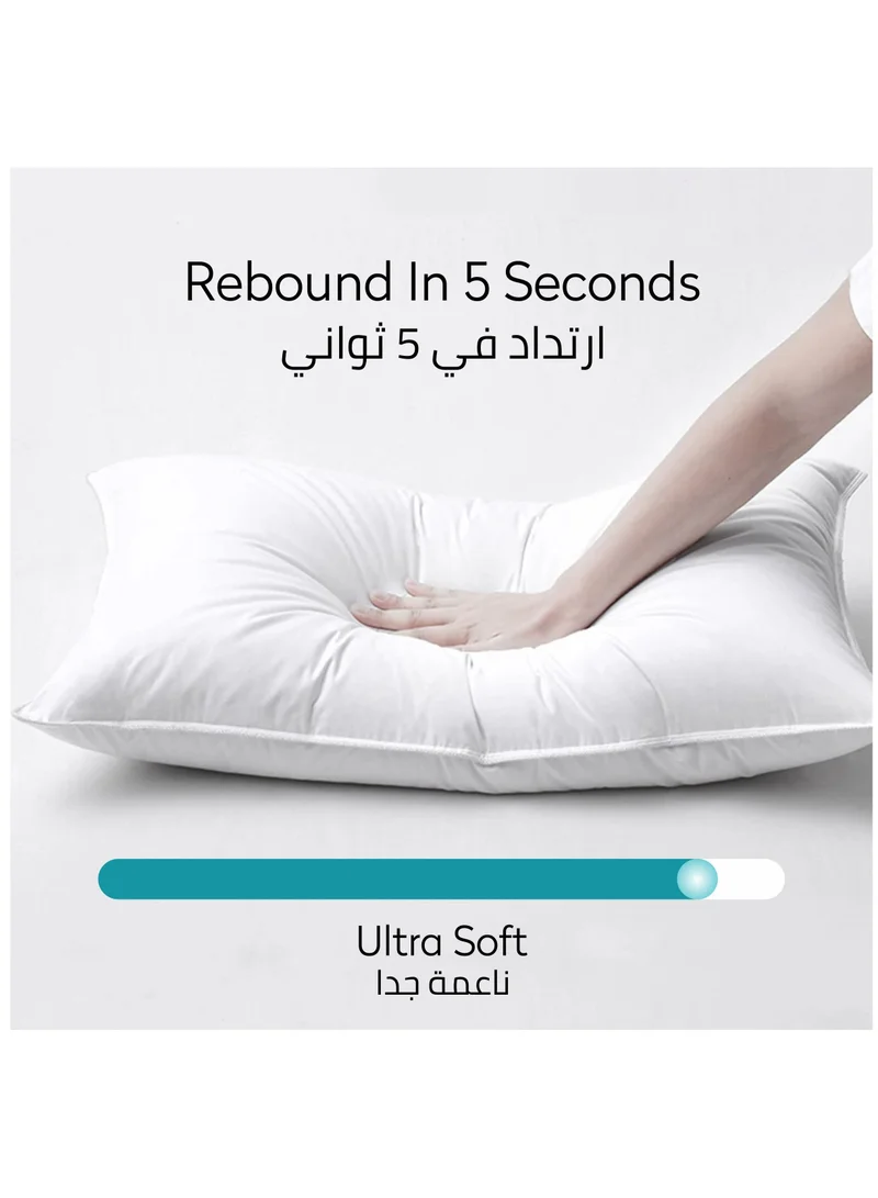 دوناتيلا مخدة 4 قطع (1000 جرام) وسادة سرير بحجم كينج 50X75 سم نمط فندق بحافة مزدوجة مخيط من ألياف جل فاخرة ، أبيض