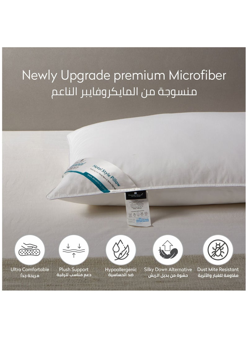 Donetella Pillow 4 Piece (1000 Gm) King Size Bed Pillow 50X75 Cm Hotel Style Double Edge Stitched Premium Gel Fiber, Soft Loft White - Image 4