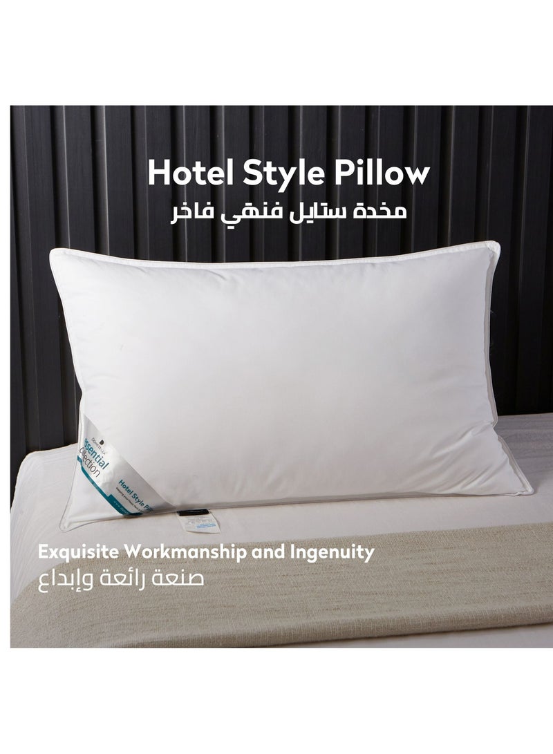 Donetella Pillow 4 Piece (1000 Gm) King Size Bed Pillow 50X75 Cm Hotel Style Double Edge Stitched Premium Gel Fiber, Soft Loft White - Image 3