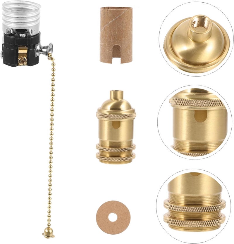Uonlytech 1Set Vintage Lamp Holder with Pull Chain Sturdy Ceiling Light Socket for Residential and Commercial Use - تصميم أنيق وخالد، ملحق إضاءة مقاوم للتآكل للاستخدام السكني والتجاري - Image 3