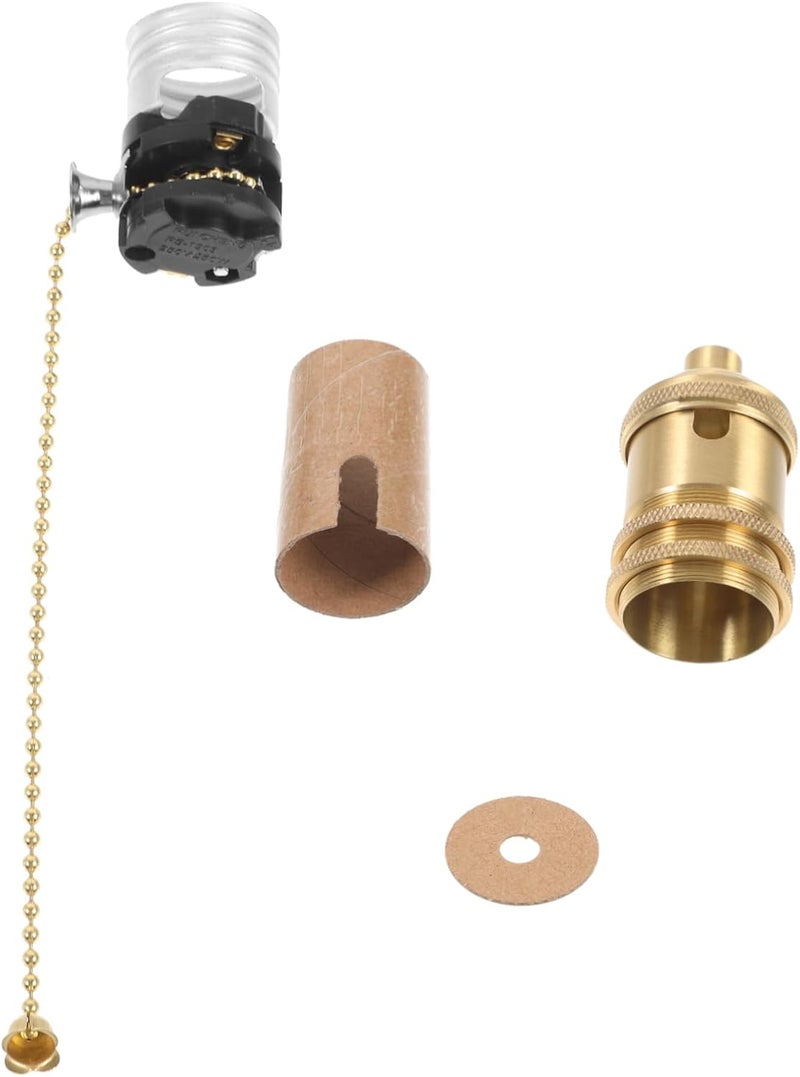 Uonlytech 1Set Vintage Lamp Holder with Pull Chain Sturdy Ceiling Light Socket for Residential and Commercial Use - تصميم أنيق وخالد، ملحق إضاءة مقاوم للتآكل للاستخدام السكني والتجاري - Image 1
