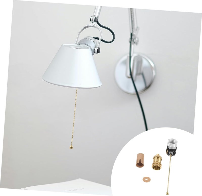 Uonlytech 1Set Vintage Lamp Holder with Pull Chain Sturdy Ceiling Light Socket for Residential and Commercial Use - تصميم أنيق وخالد، ملحق إضاءة مقاوم للتآكل للاستخدام السكني والتجاري - Image 5
