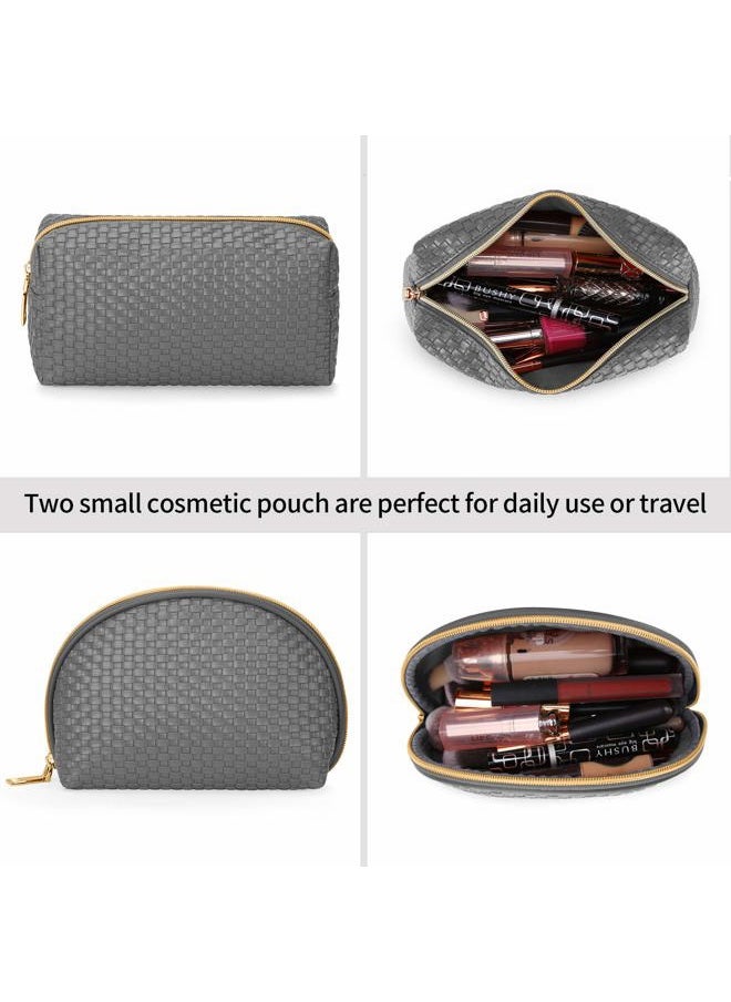 KTMOUW - Makeup Bag 3 Pcs Waterproof Cosmetic Bag Set Portable Travel Cosmetic Bag Multifunction Organizer Storage Bag Weave Toiletry Bag for Women, Grey - Image 1