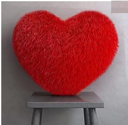 Heart Fur Cushion Pillow for Home Decor Sofa Kids Girls Car 16 x 16 Inch Microfibre Solid Cushion Pack of 1 Red  - Image 1
