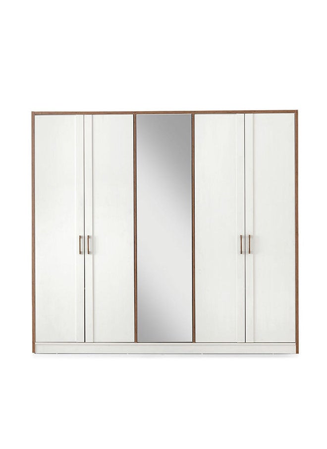 DANUBE HOME Gordion 5-Door Wardrobe Extra Sturdy Closet, Clothes Storage Cupboard Modern Design Space Saving Cabinet for Bedroom L 243 x W 60 x H 220 cm Light Cream  - Image 2
