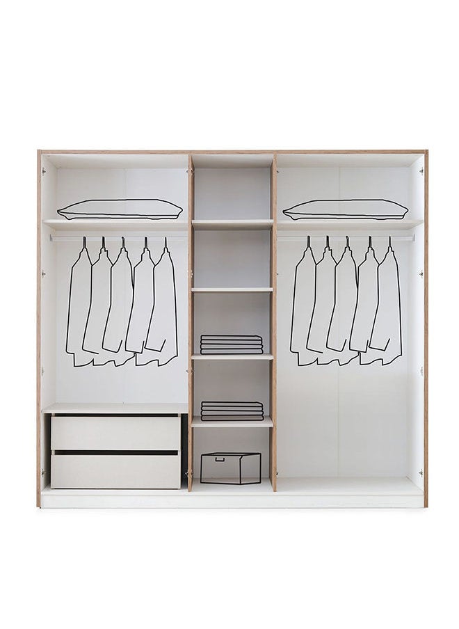 DANUBE HOME Gordion 5-Door Wardrobe Extra Sturdy Closet, Clothes Storage Cupboard Modern Design Space Saving Cabinet for Bedroom L 243 x W 60 x H 220 cm Light Cream  - Image 1