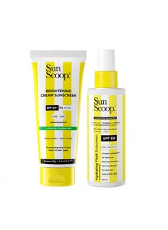 SunScoop Hydrating Fluid & Brightening Sunscreen Combo Spf 60 Pa+++ & Spf 50 Pa++++ | For All Skin Types | No White Cast | Ultimate Sun Protection | 125Ml + 45 Gm  - Image 1