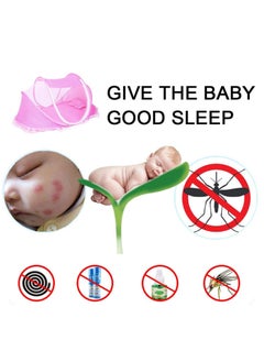 MIXDE Baby Mosquito Net Portable Folding Baby Travel Bed Crib with Mattress Pillow Bag Pink  - Image 4