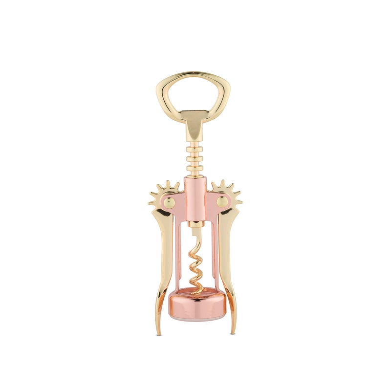 Twine Winged Corkscrew Wine Opener, Versatile Bottle Opener for Beer and Soft Drinks, Stainless Steel with Ergonomic Handle and Sharp Screw for Bartenders, Home Bar, Kitchen, Set of 1, Copper and Gold - Image 1