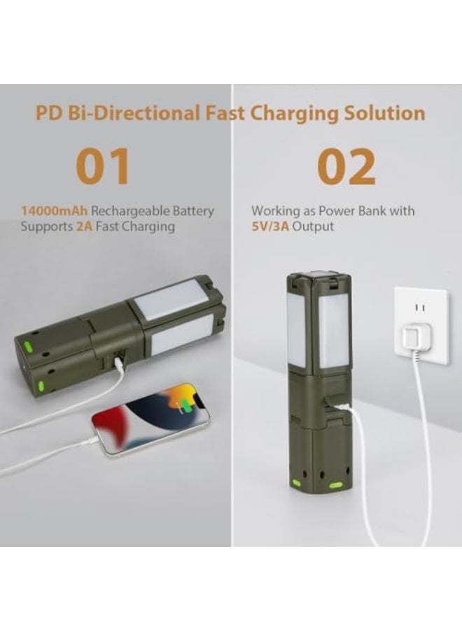 Telescopic Camping Lights Rechargeable 14000 mAh LED Lantern Portable Cordless Outdoor Camping Lights 1000LM IPX5 Waterproof Tent Lights for Camping for Power Outages, Hiking, Fishing - Image 3