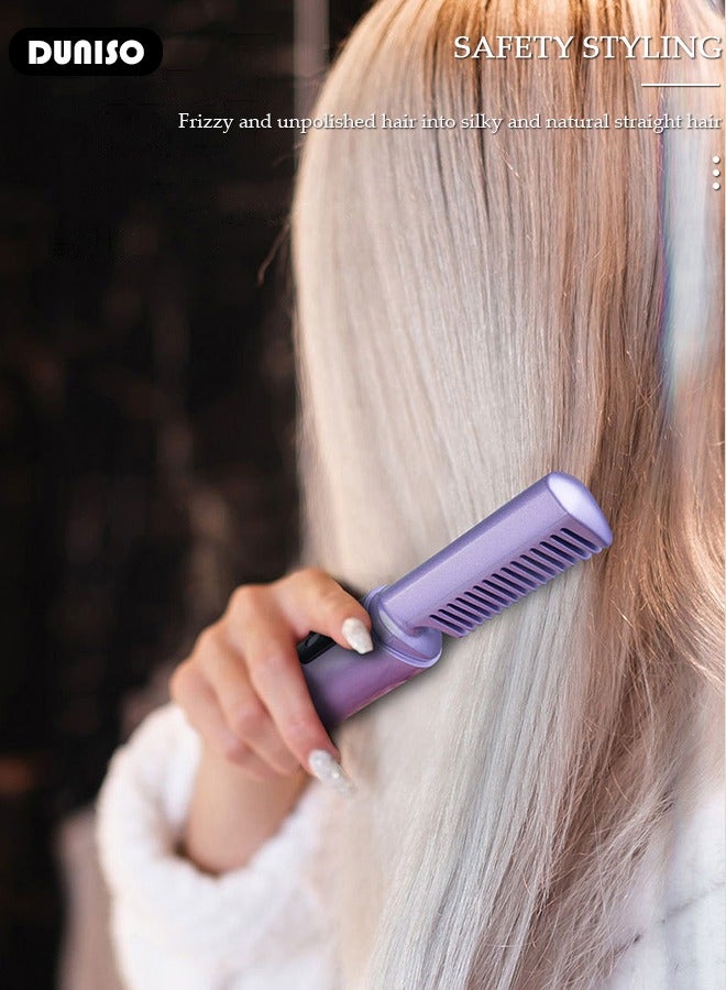 DUNISO Rechargeable Hair Straightener Brush, Mini Cordless Hair Straightener Comb with LCD Temperature Display for Straightening Curling Hair, Hair Straightener Brush with 3 Temp Settings and Anti-Scald for Home and Travel - Image 5