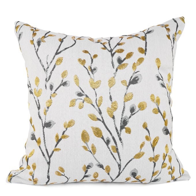 CLASSICAL EMBROIDERY JACQUARD YELLOWGOLD SQUARE DECORATIVE THROW PILLOW CASE CUSHION COVER 18X18 INCH