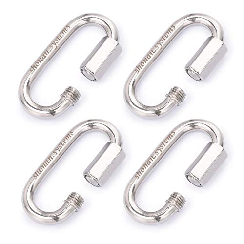 Shonan.Systems SHONAN 3 Inch Stainless Steel Chain Quick Links- 4 Pack 5/16” Large Locking Carabiners Heavy Duty Chain Connector, 1250 Lbs Capacity - Image 1