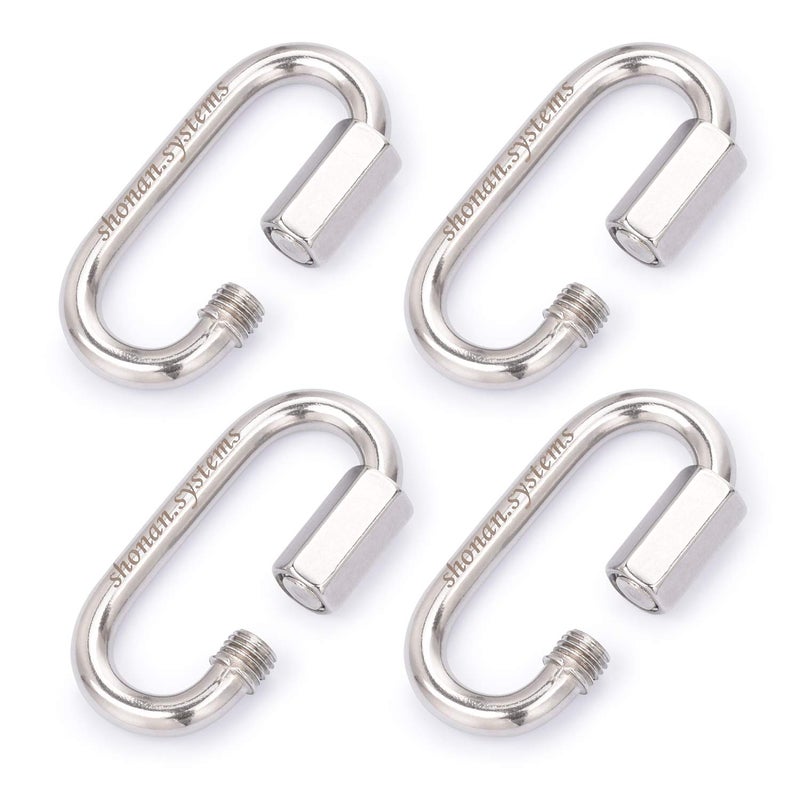 Shonan.Systems SHONAN 3 Inch Stainless Steel Chain Quick Links- 4 Pack 5/16” Large Locking Carabiners Heavy Duty Chain Connector, 1250 Lbs Capacity - Image 5