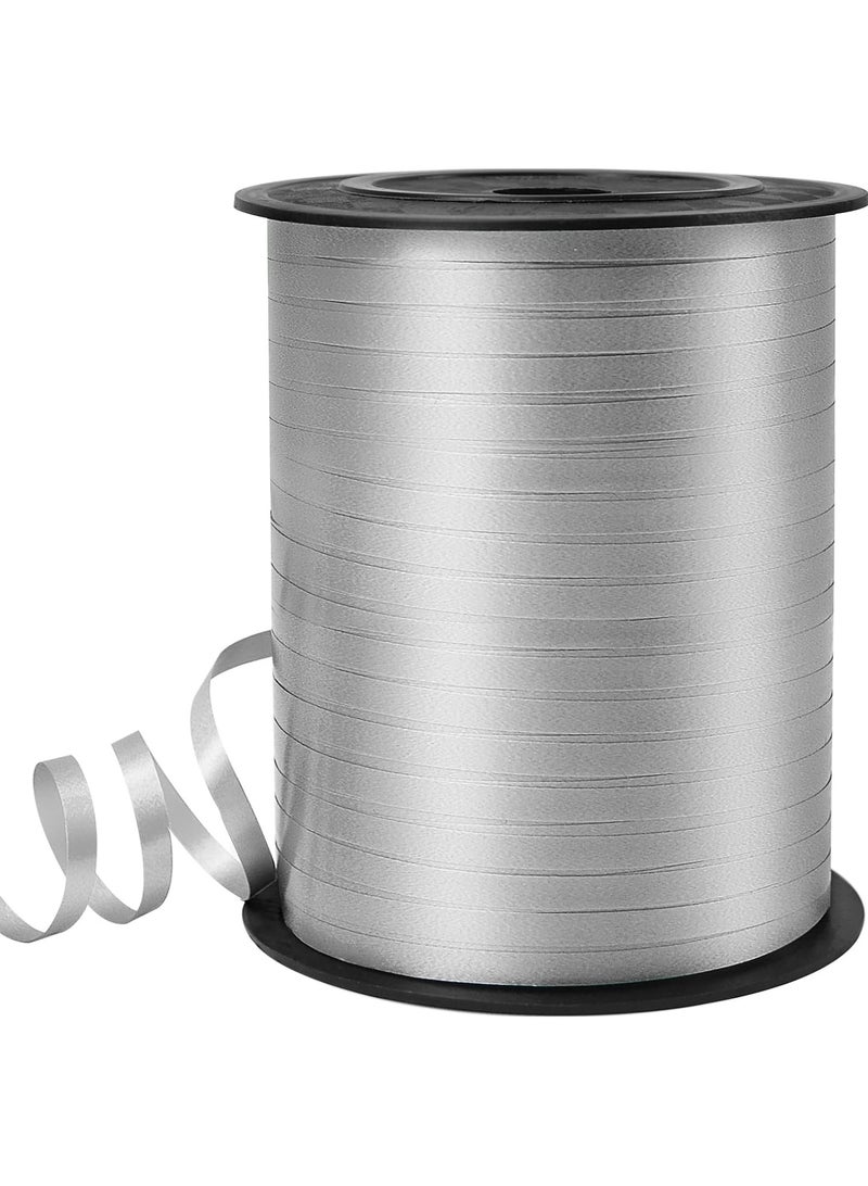 Home zone 500 Yard Silver Ribbon Curling Ribbon for Gift Wrapping, Balloons Party Festival Art Craft Décor, Florists, Weddings, Bows - Image 1