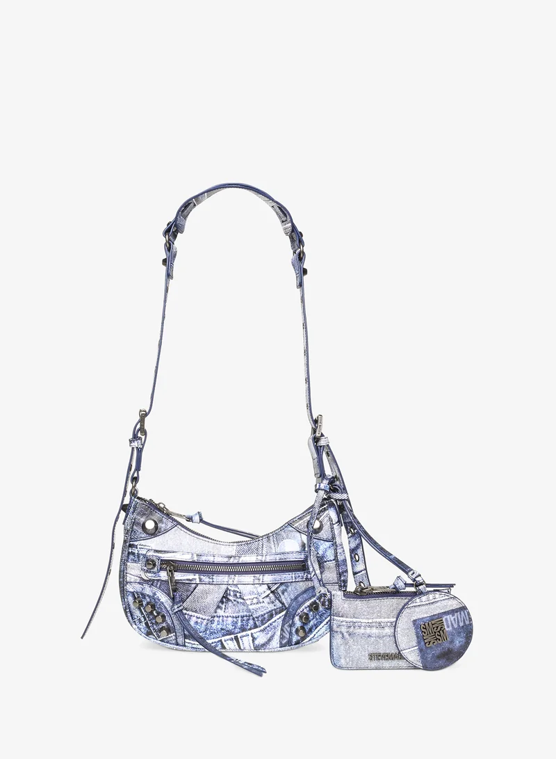 Crinkle PU Mini Belted Shoulder Bag