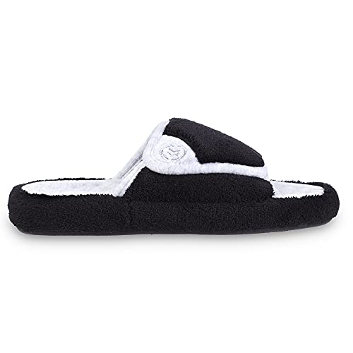 isotoner Women's Indoor/Outdoor Slip-on Adjustable Terry Spa Slide Slippers with Memory Foam Comfort, Black, 9.5-10 - Image 4