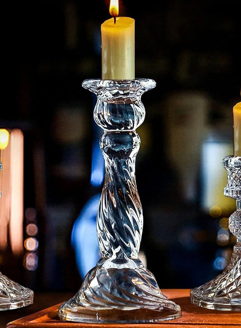 RR BRAND 6 Pice Glass Candlestick Holders 16.2 CM Candle Holders Clear Glass for Wedding Festival Party & Festival Decor  - Image 3