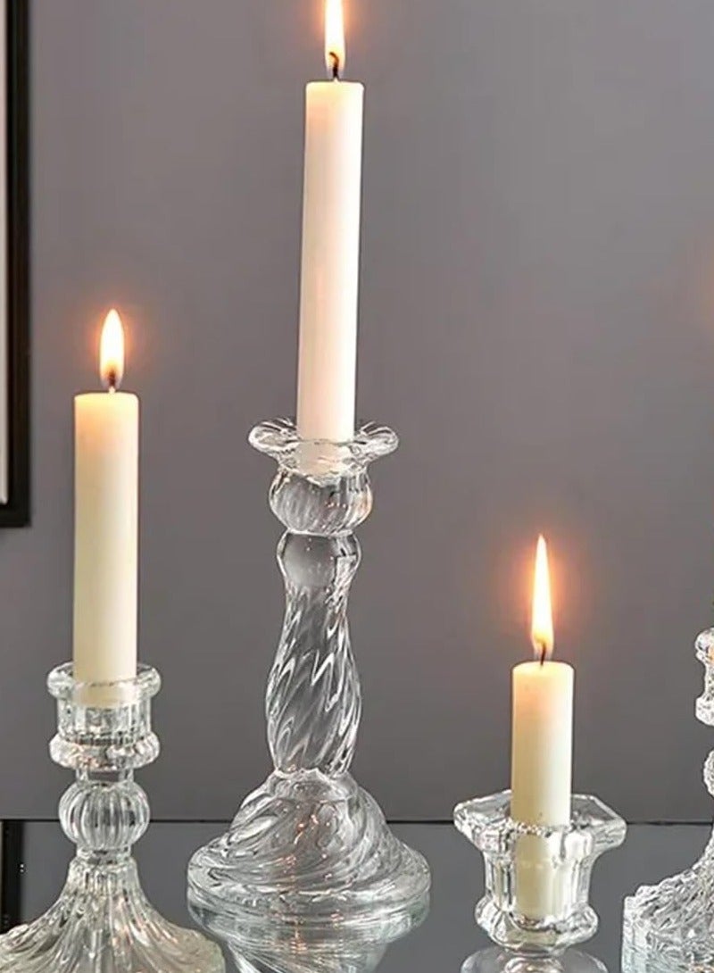RR BRAND 6 Pice Glass Candlestick Holders 16.2 CM Candle Holders Clear Glass for Wedding Festival Party & Festival Decor  - Image 2