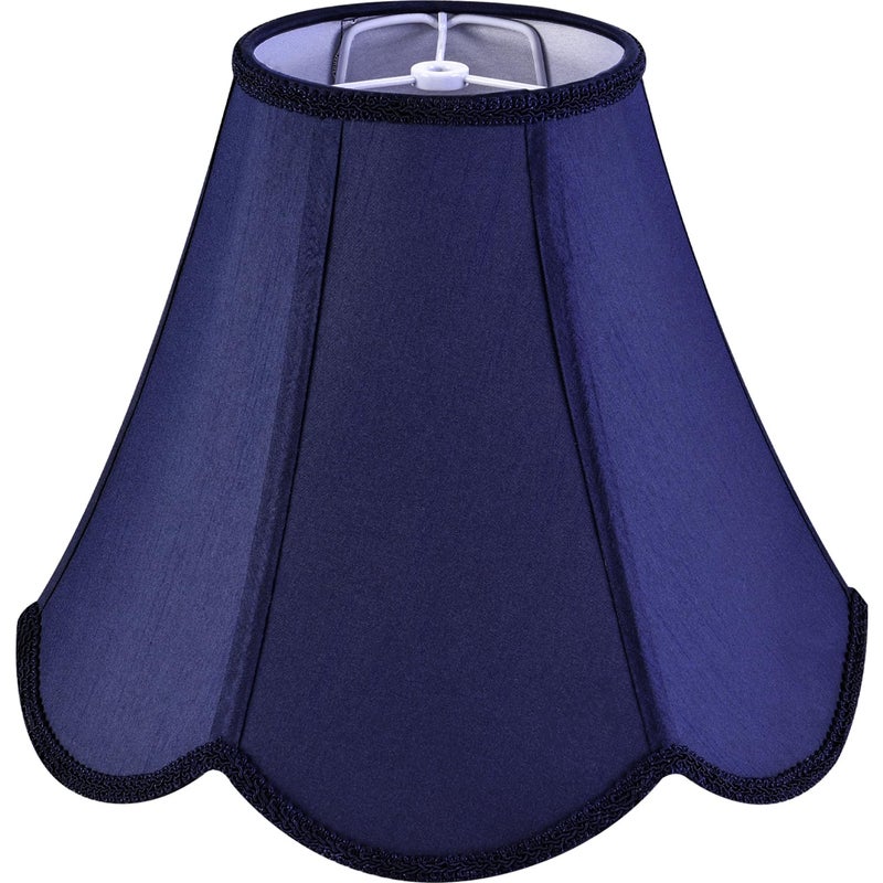 GO&SO GOSO Navy Blue Lamp Shade Scalloped LampshadePetal Edge Braid Bell Lamps ShadesLamp Shades for Table LampsFabric Lampshades Medium6Top x 13Bottom x 106Vertical Height Spider Easy Assembly - Image 2