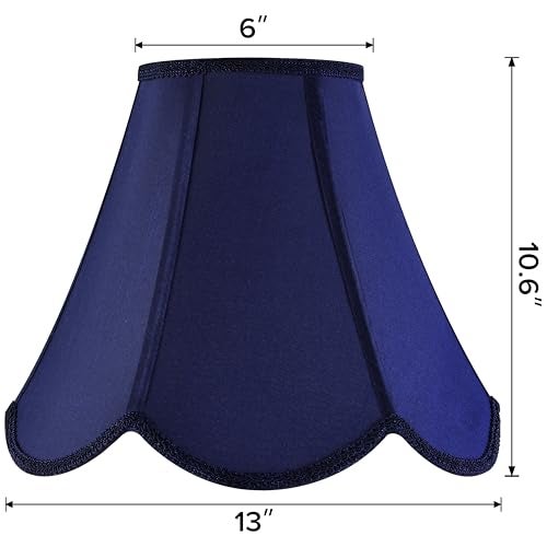 GO&SO GOSO Navy Blue Lamp Shade Scalloped LampshadePetal Edge Braid Bell Lamps ShadesLamp Shades for Table LampsFabric Lampshades Medium6Top x 13Bottom x 106Vertical Height Spider Easy Assembly - Image 3