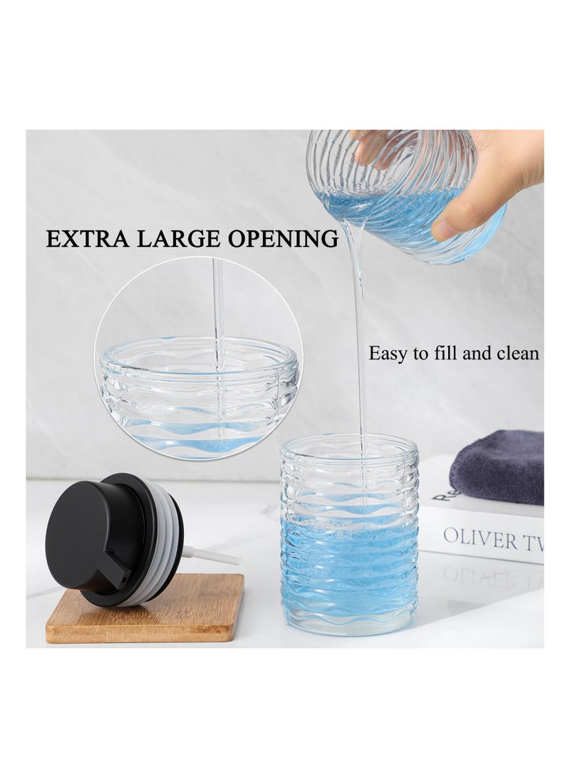 SOLARAE Clear Glass Hand Soap Dispenser, Liquid Soap Dispenser with Pump, Refillable Kitchen Liquid Decorative Bottles for Hand Sanitizer,  for Bathroom, Kitchen, 2 Pcs - 10 Oz - Image 2
