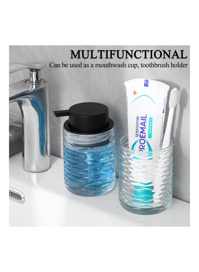 SOLARAE Clear Glass Hand Soap Dispenser, Liquid Soap Dispenser with Pump, Refillable Kitchen Liquid Decorative Bottles for Hand Sanitizer,  for Bathroom, Kitchen, 2 Pcs - 10 Oz - Image 3