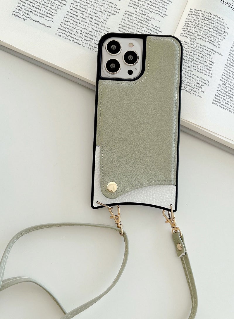 Suteni Color Block Back Cover Card Slots Leather Phone Case for iPhone - Image 1