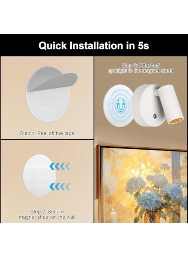 وايرلس أضواء سبوت وايرلس داخلية، إضاءة قابلة للشحن مع مؤقت وقابلة للتعتيم، أضواء شجرة ثلاثية درجة حرارة اللون، أضواء LED تعمل بالبطارية، أضواء تميز للنباتات والفنون - أبيض - Image 5