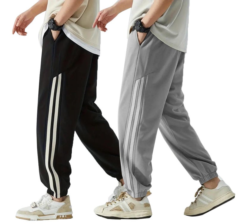 Lymio Track Pant for Men || Regular Fit || Track Pants || Full Elastic Jogger Track Pant || Available in Combo Pack of 2 (TP-32-33-Black-Grey-XL) - Image 1