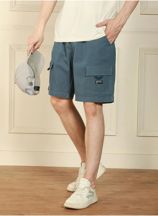 Dennis Lingo Relaxed Fit Solid Cotton Shorts