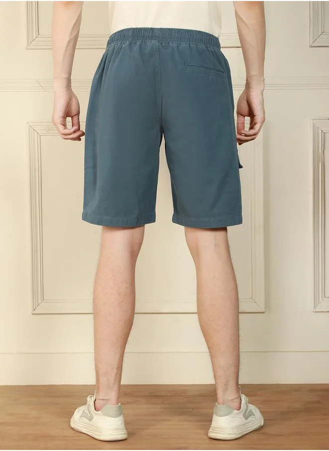 Dennis Lingo Relaxed Fit Solid Cotton Shorts