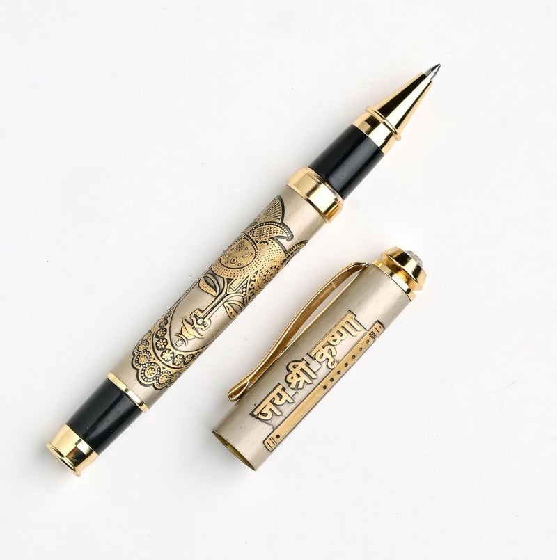 Yani Personalized Shrinathji Luxury Gold Metal Roller Ball Pen | Premium Writing Instrument | Refillable German Jotter | Spiritual Gift | Office Supplies | Desk Accessory | Signature Pen | Shrinathji - Image 1