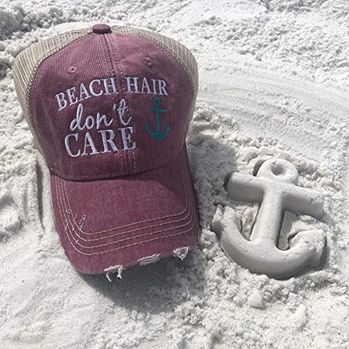 KATYDID Beach Hair Don’t Care Baseball Hat - Trucker Hat for Women - Stylish Cute Sun Hat Gray Hot Pink - Image 3