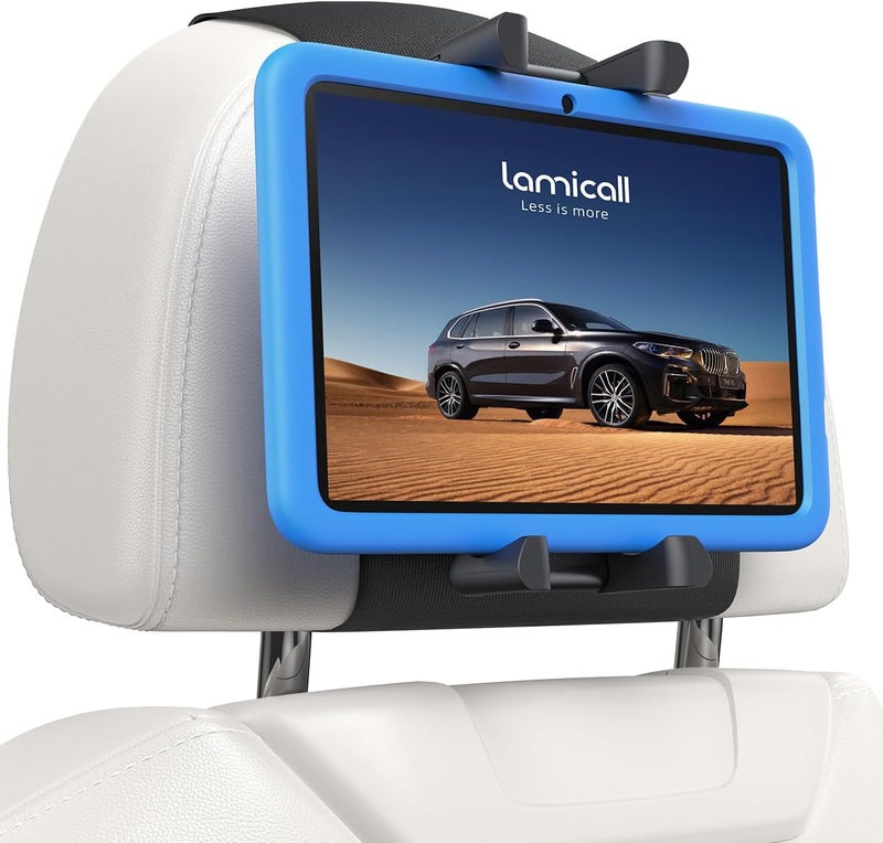 Lamicall Tablet Holder Car Headrest - [Silicone Wide Clip] [Thick Case Friendly] 360° Rotate Car Tablet Mount Backseat, Road Trip Essentials for Kids, for iPad Pro, Air, Mini, Galaxy, 6.1-13" Tablets - Image 1