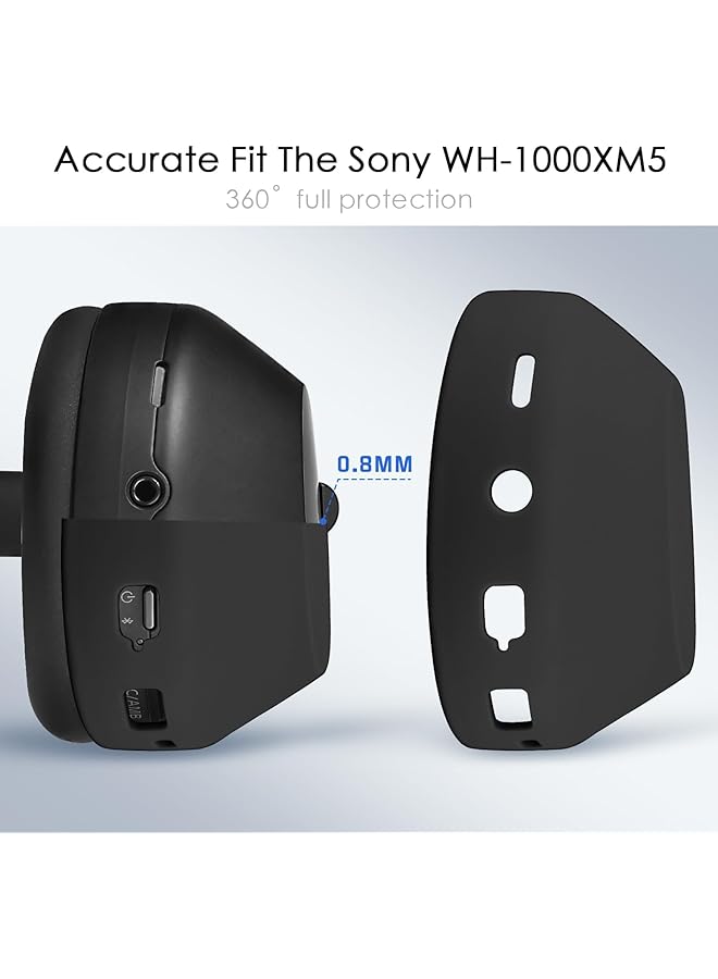 erorex Silicone Case For Sony Wh 1000Xm5 3 Pcs Wireless Headphones Protective Cover Headband Protector Cushion Replacement With Zipper Black  - Image 4