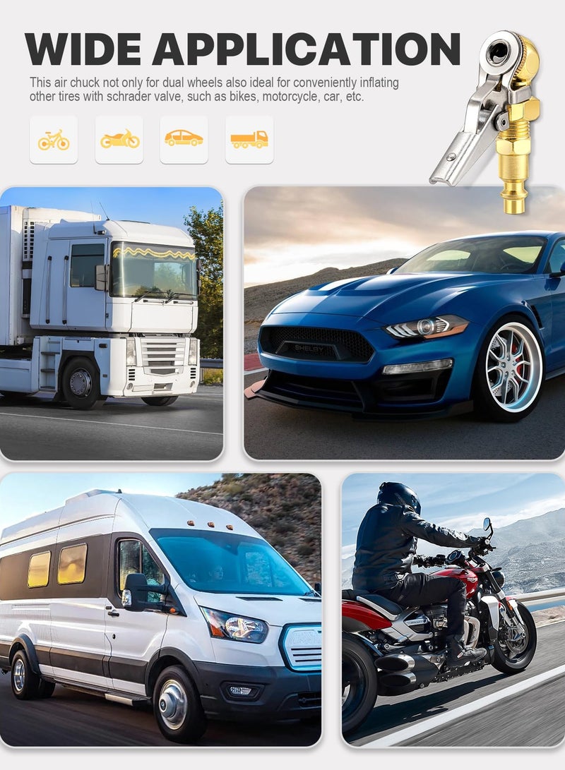 SYOSI Locking Air Chuck, 2 Pcs 0.25 Inch Female NPT Closed Ball Tire Chuck with Clip, Quick Connect Clip-On for Tires, Ideal for Truck, RV, Auto, Car Air Compressors - Image 5