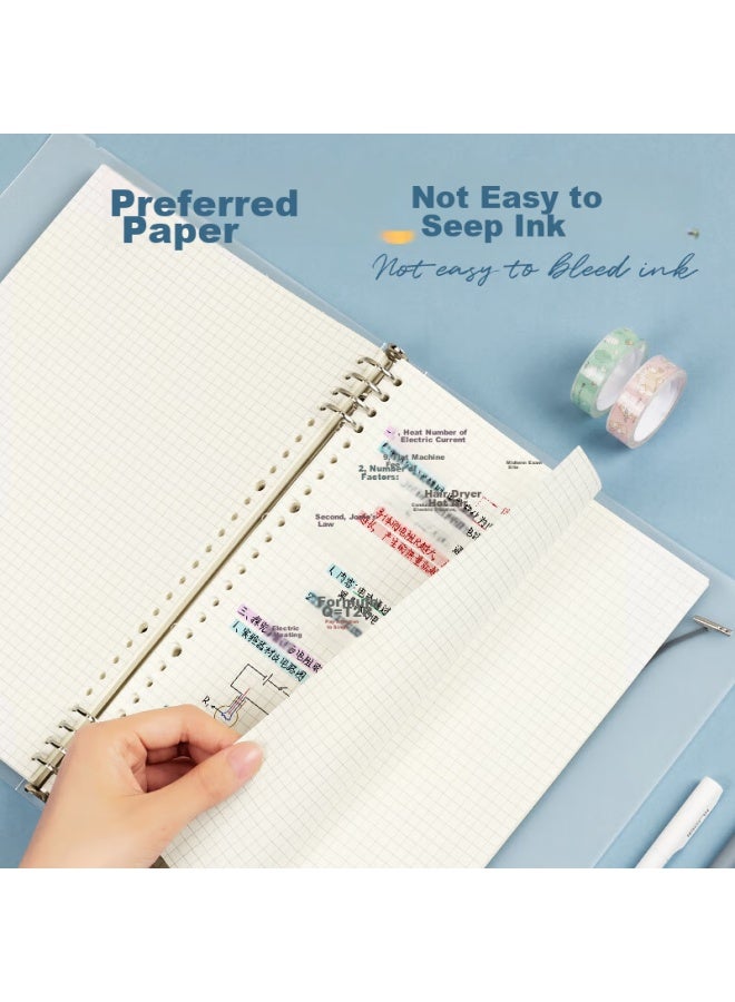 ديلي Deli B5 / 60 Sheets دفتر ورقة فضفاضة، ورق شبكي مفكوك، دفتر ملزمة حلزونية سميك للطلاب، دفتر تصحيح أخطاء سعة كبيرة، رمادي - Image 2