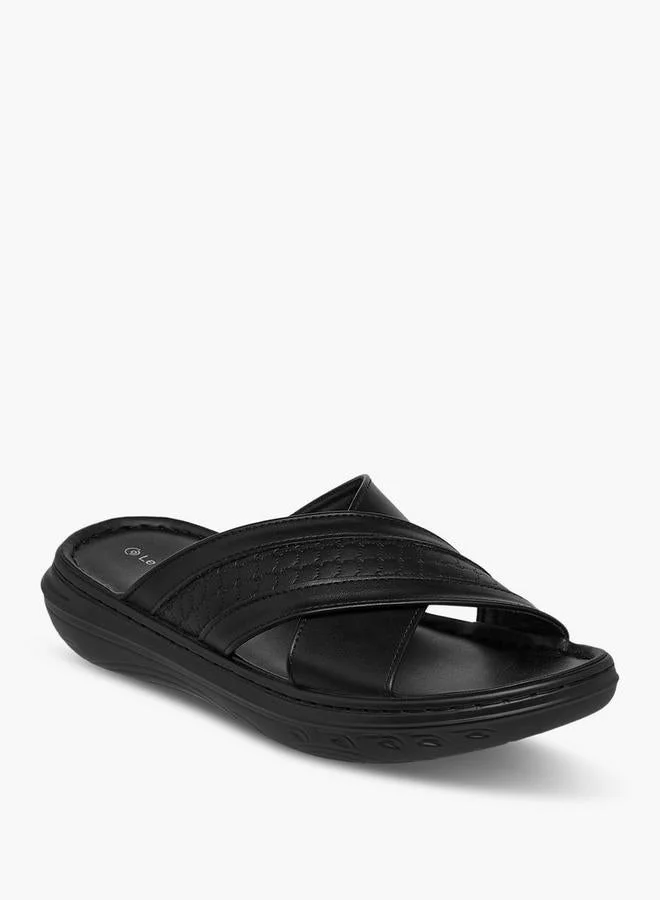 Le Confort Logo Embossed Cross Strap Slip-On Sandals