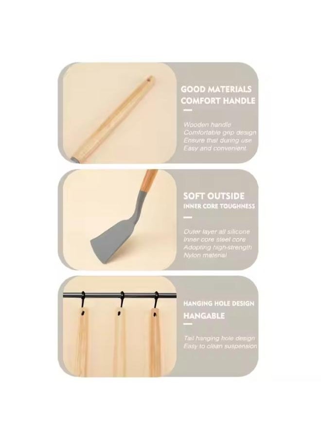 Executive LLC Kitchen Utensil Set Silicone - Non-Stick Cooking Tools Kit Includes Knives, Spatulas, Spoons, Ladles for Professional Chefs or Home Cooks(Grey)  - Image 5