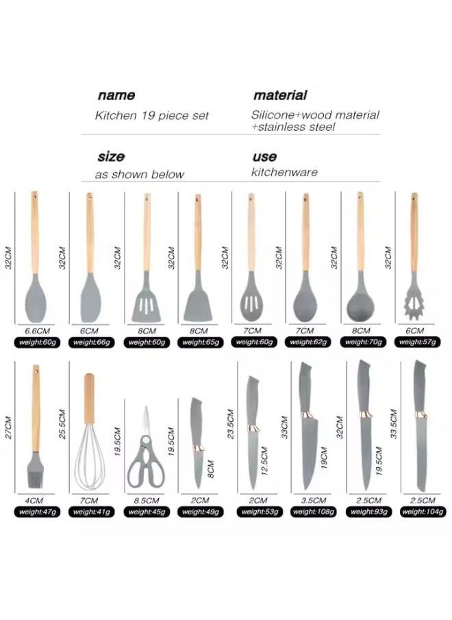 Executive LLC Kitchen Utensil Set Silicone - Non-Stick Cooking Tools Kit Includes Knives, Spatulas, Spoons, Ladles for Professional Chefs or Home Cooks(Grey)  - Image 4