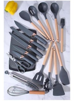 Kitchen Utensil Set 19 Piece Silicone - Non-Stick Cooking Tools Kit Includes Knives, Spatulas, Spoons, Ladles for Professional Chefs or Home Cooks(Grey) - pzsku/Z3F01F49BC9DB287DA064Z/45/_/1738669409/f99de5de-f009-4bb6-8ba2-04fcf9cd43f7