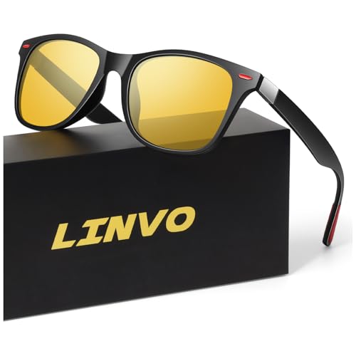 LINVO Night Vision Driving Glasses Polarized AntiGlare with UV Protection HD Night Driving Yellow Glasses for Men Women - Image 1