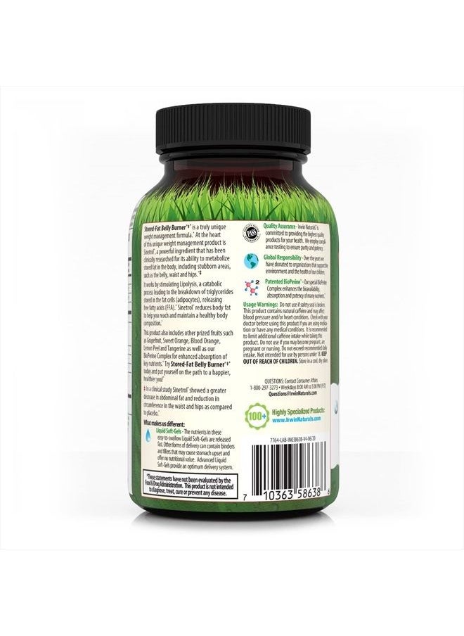 Irwin Naturals - Stored-Fat Belly Burner - with Sinetrol, Grapefruit, Sweet Orange & Blood Orange - 60 Liquid Soft-Gels - Image 1